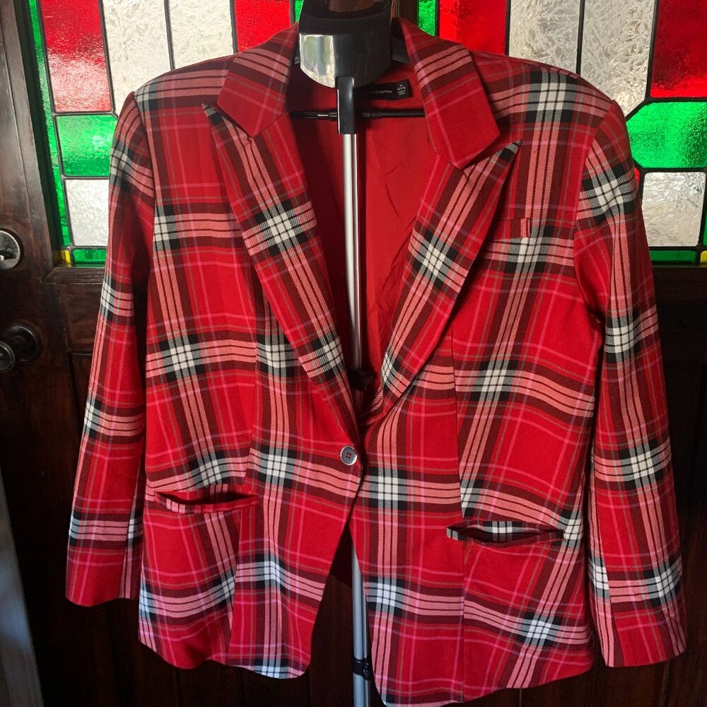 ❤️HP🌺🌟NY&C Haymarket Check Red Blazer XL Petite (ECU) - Picture 10 of 10